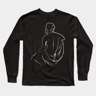 Female's back Body line art in white Long Sleeve T-Shirt